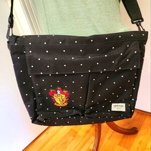 Harry Potter Black Polka Dot Large Messenger/Diaper Bag. Gryffindor.